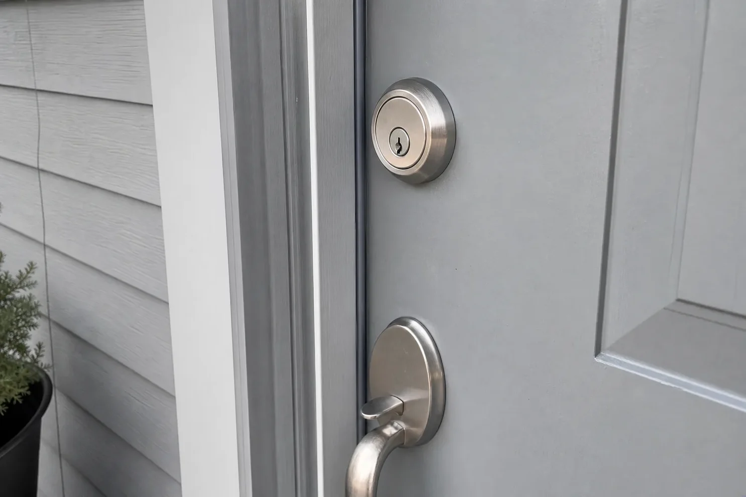 New deadbolt being installed in a front door in High Point, NC
