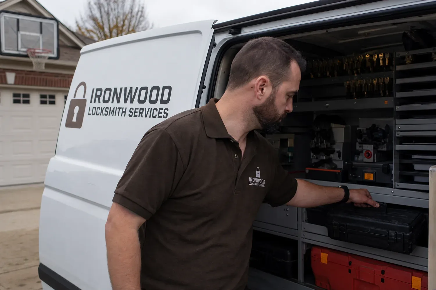The Ironwood Locksmith Services service van, stocked for lockouts and key cutting in High Point