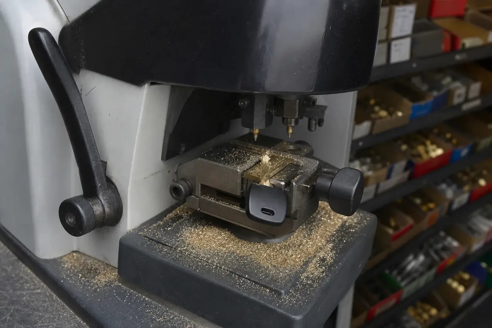 Key cutting machine in the service vehicle in High Point, NC